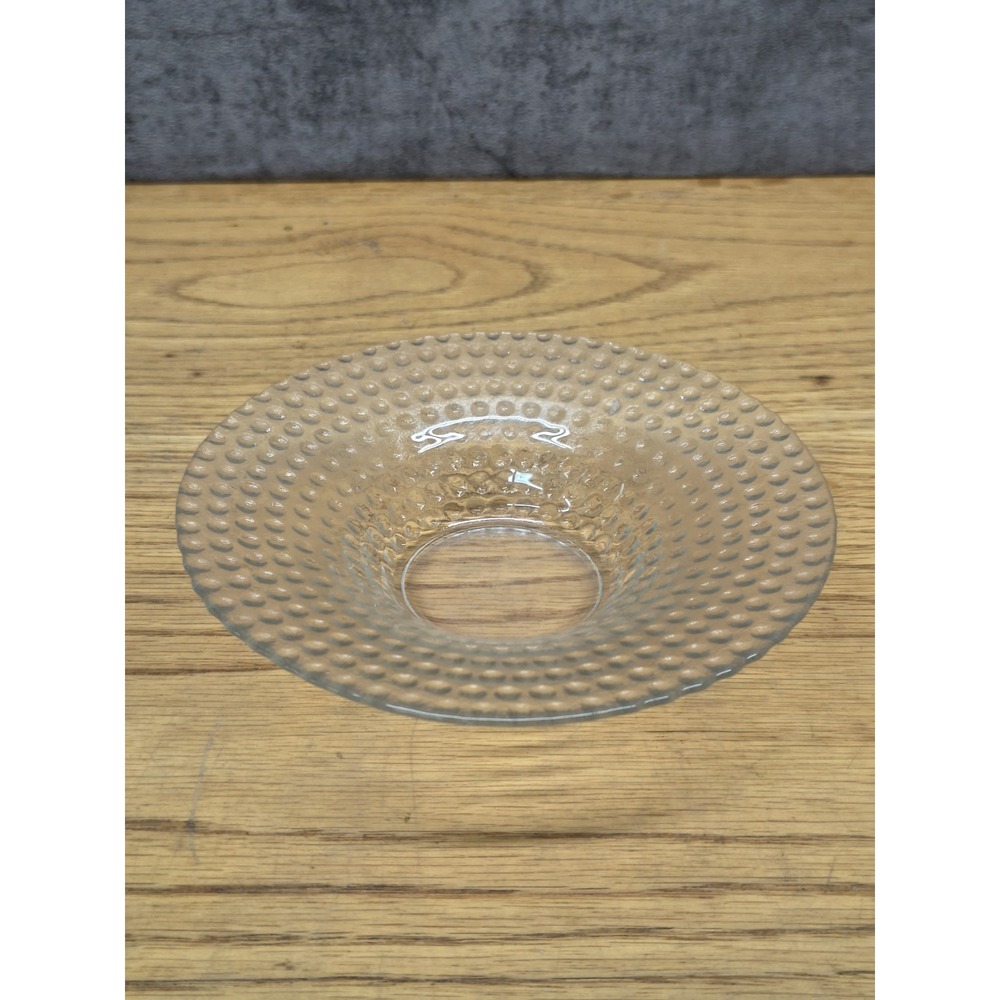 Vintage clear glass bowl – Midcentury modern bubble hobnail texture